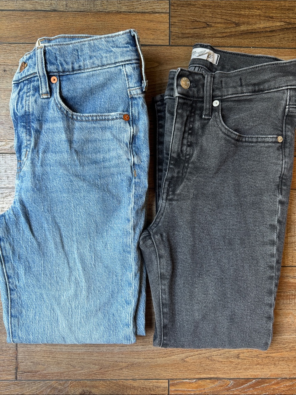 Madewell Flare Jeans in Light Blue and Black Denim - Picture 11 of 13